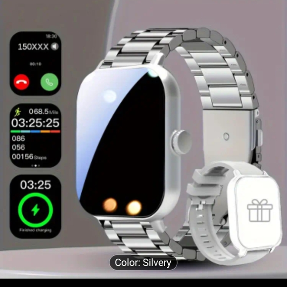 Sleek Silver Smartwatch with Fitness Features - Picture 1 of 16